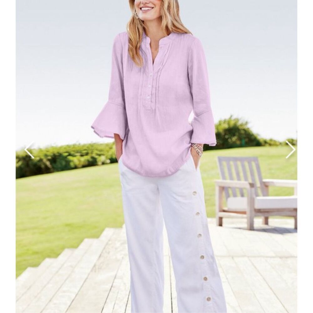 Soft Surroundings Raisa lilac Linen Blend Top size xl
